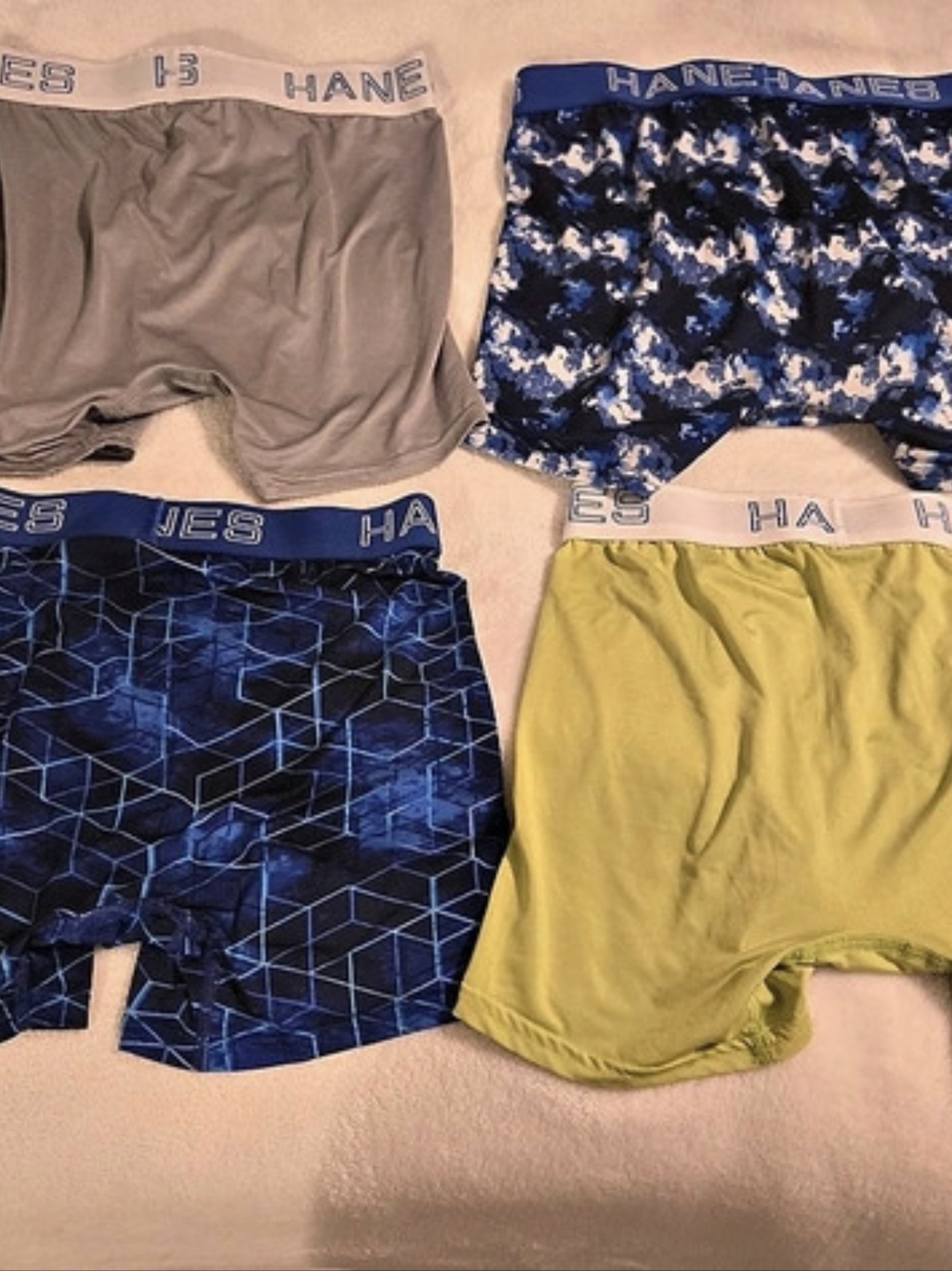 Hanes X-Temp Boys Boxer Briefs 4-Pack Blue & Yellow New